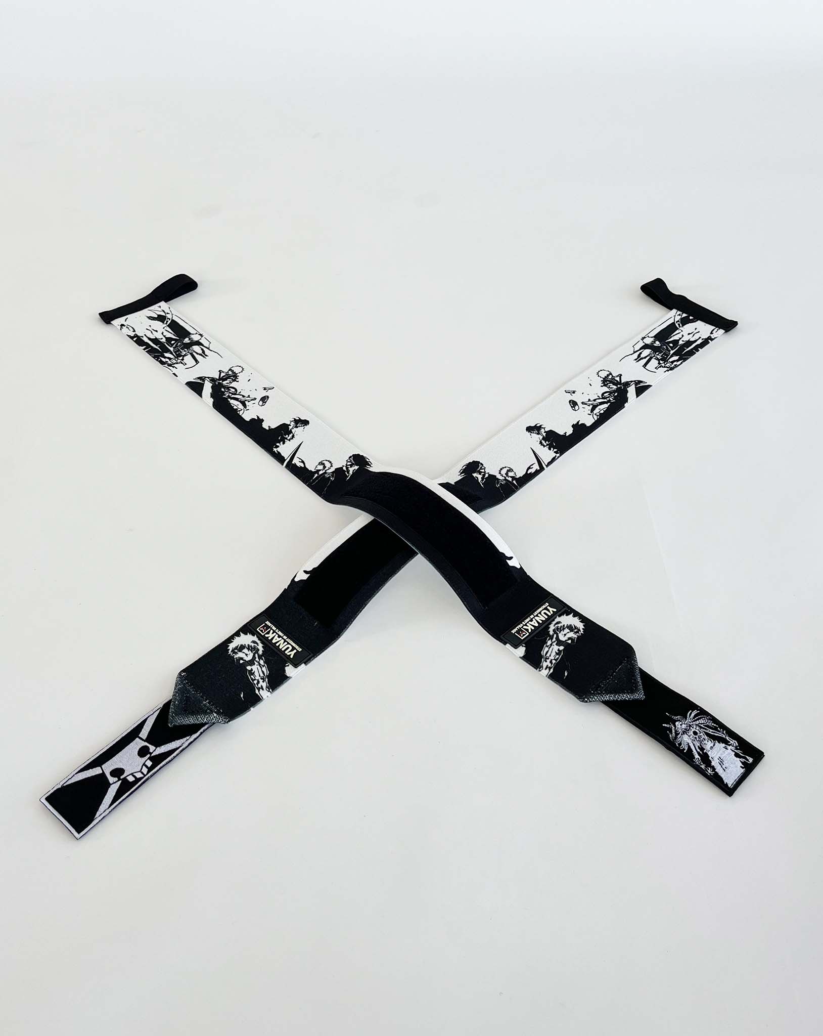 Embroidered anime wrist wraps inspired by Ichigo from Bleach. Anime lifting wraps for the gym