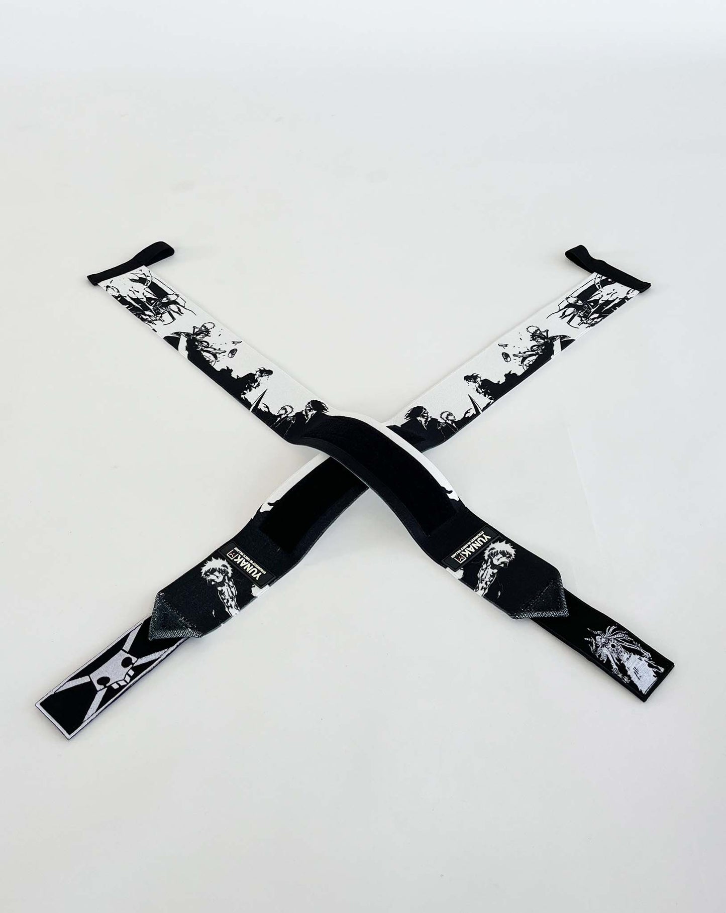 Embroidered anime wrist wraps inspired by Ichigo from Bleach. Anime lifting wraps for the gym