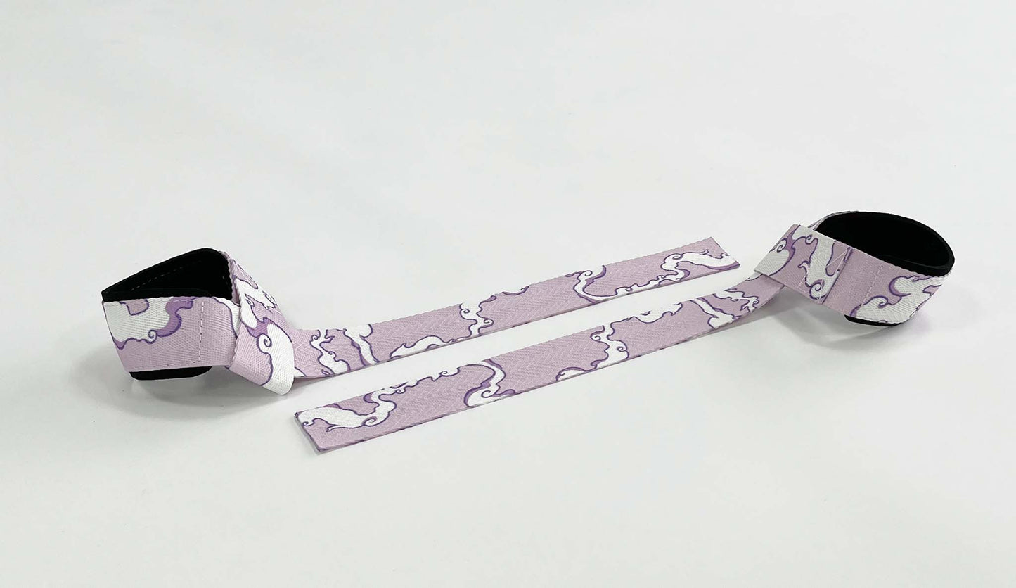 Anime lifting straps inspired by Gear 5 Luffy from One Piece. Anime lifting gear for the gym