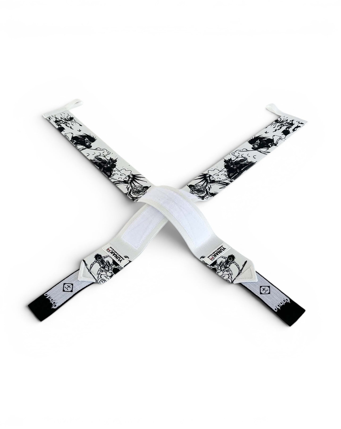 Embroidered anime wrist wraps inspired by Kenpachi Zaraki from Bleach. Anime lifting wraps for the gym