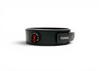 An anime powerlifting belt, 13mm thick and 4 inch wide. Featuring 4 embroidery patches inspired by Berserk. Fourth patch is a Yunak's Lifting Club patch. The photo is side view of the belt.