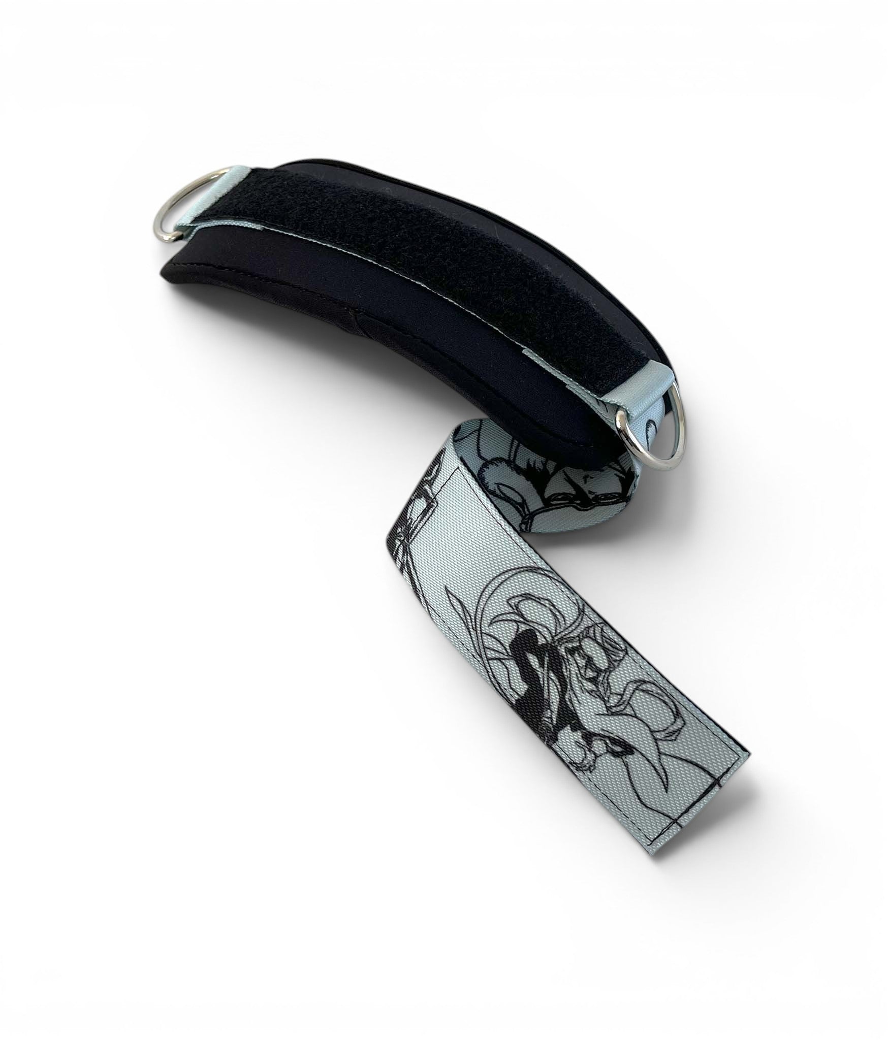 A pair of cable cuffs inspired by Rukia from Bleach. Top-down view