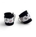 A pair of cable cuffs inspired by Kuromi from Hello Kitty Sanrio
