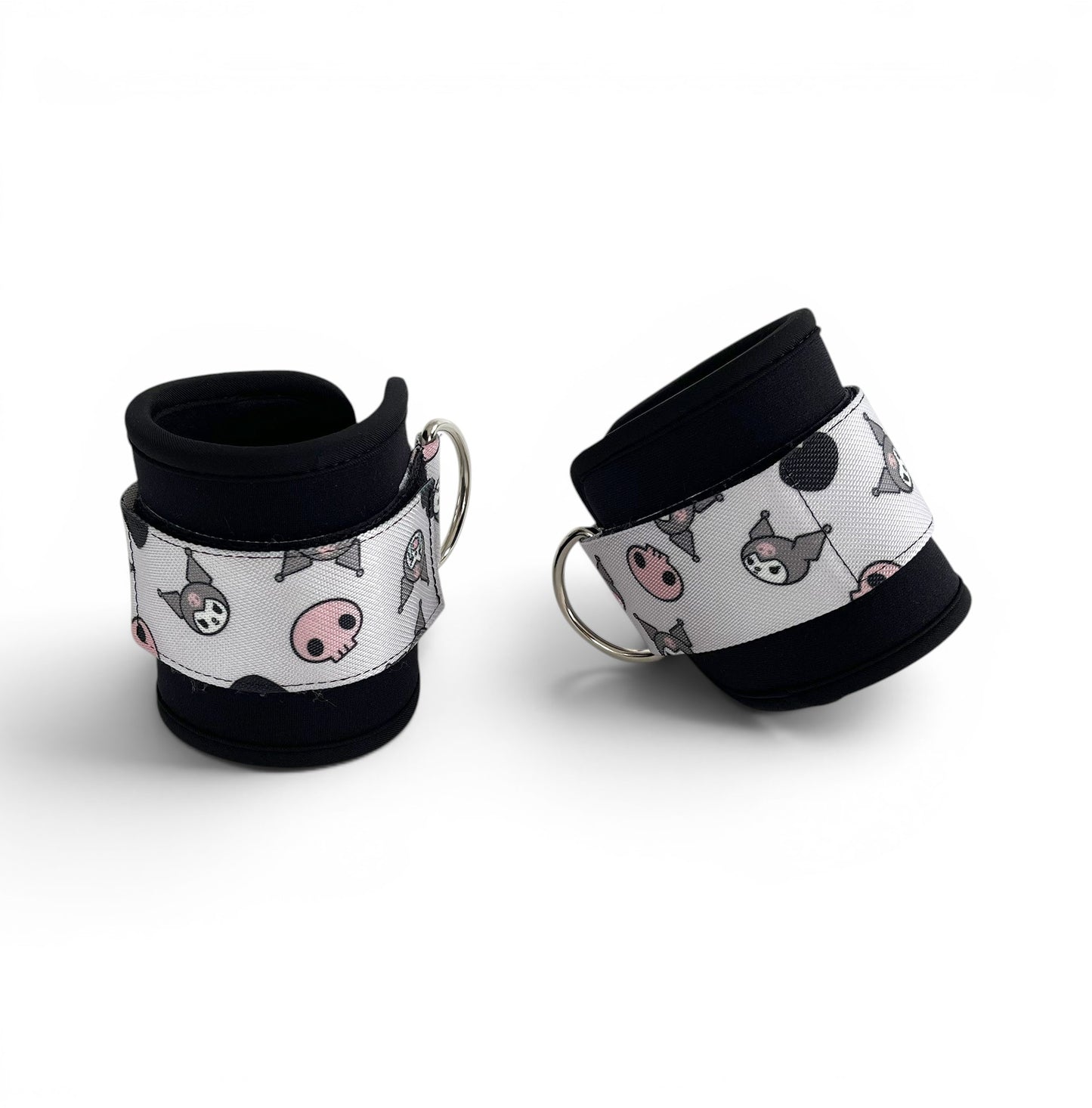 A pair of cable cuffs inspired by Kuromi from Hello Kitty Sanrio