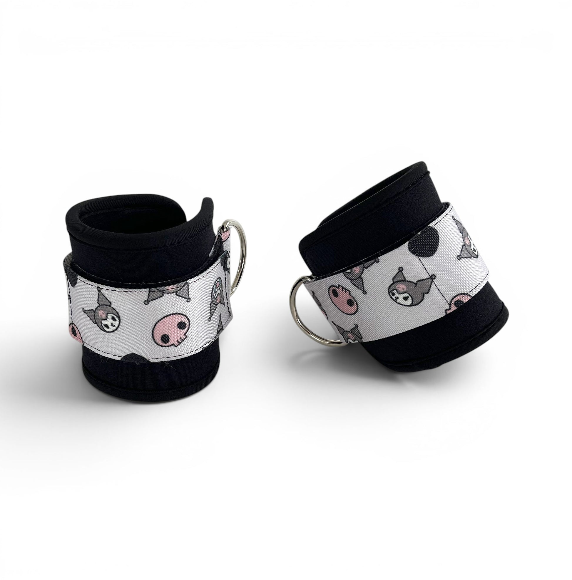 A pair of cable cuffs inspired by Kuromi from Hello Kitty Sanrio