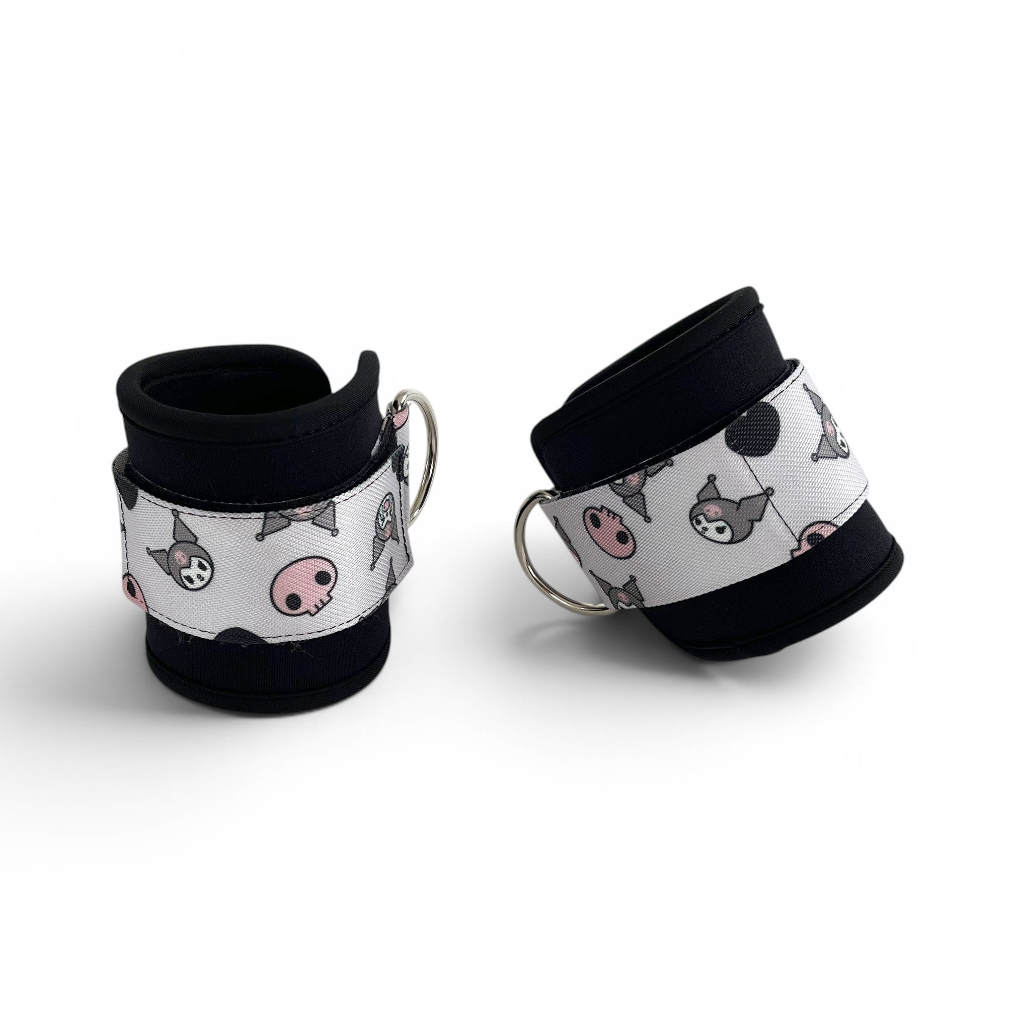 A pair of cable cuffs inspired by Kuromi from Hello Kitty Sanrio