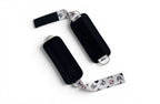 A pair of cable cuffs inspired by Kuromi from Hello Kitty Sanrio