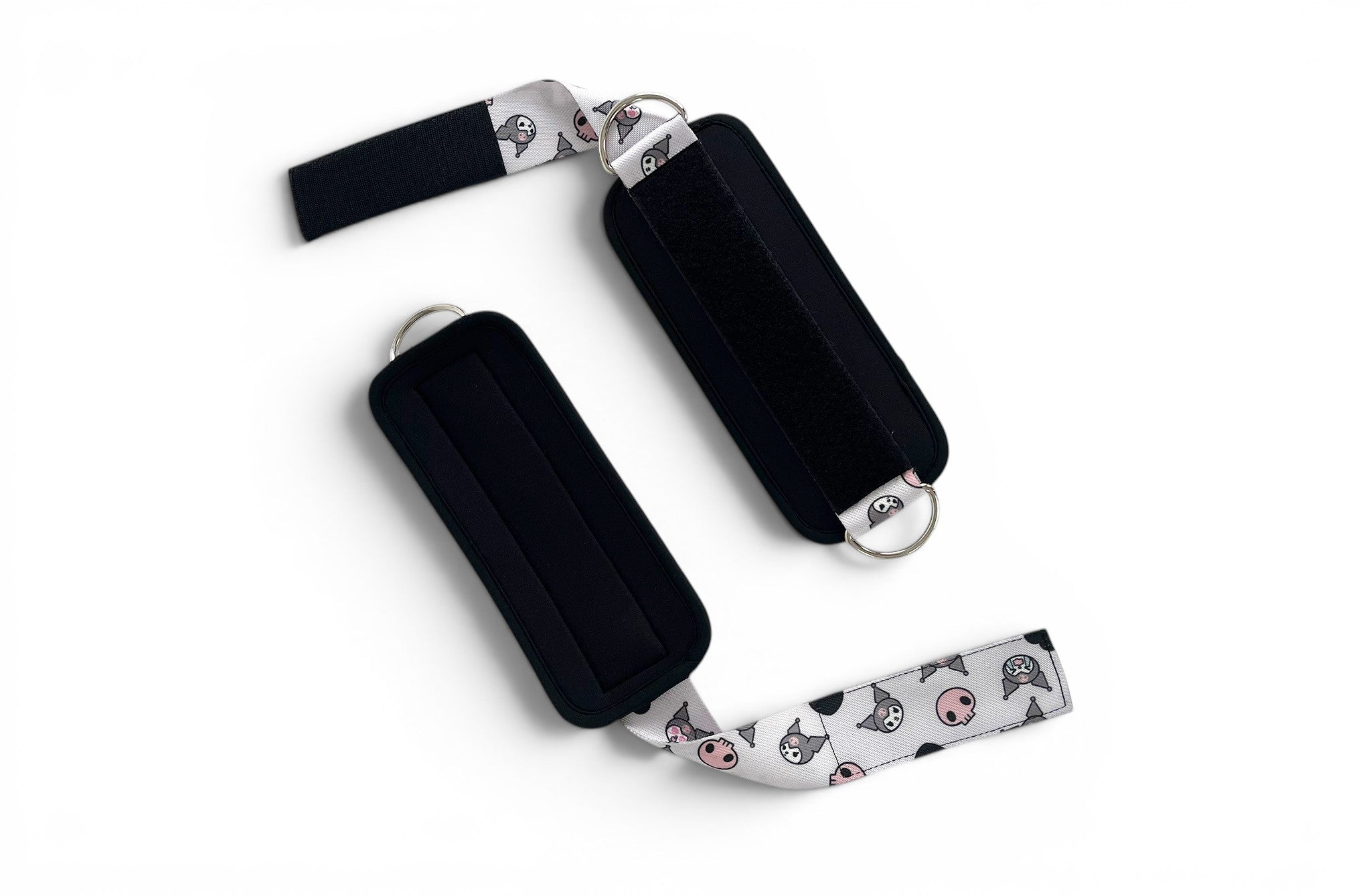 A pair of cable cuffs inspired by Kuromi from Hello Kitty Sanrio