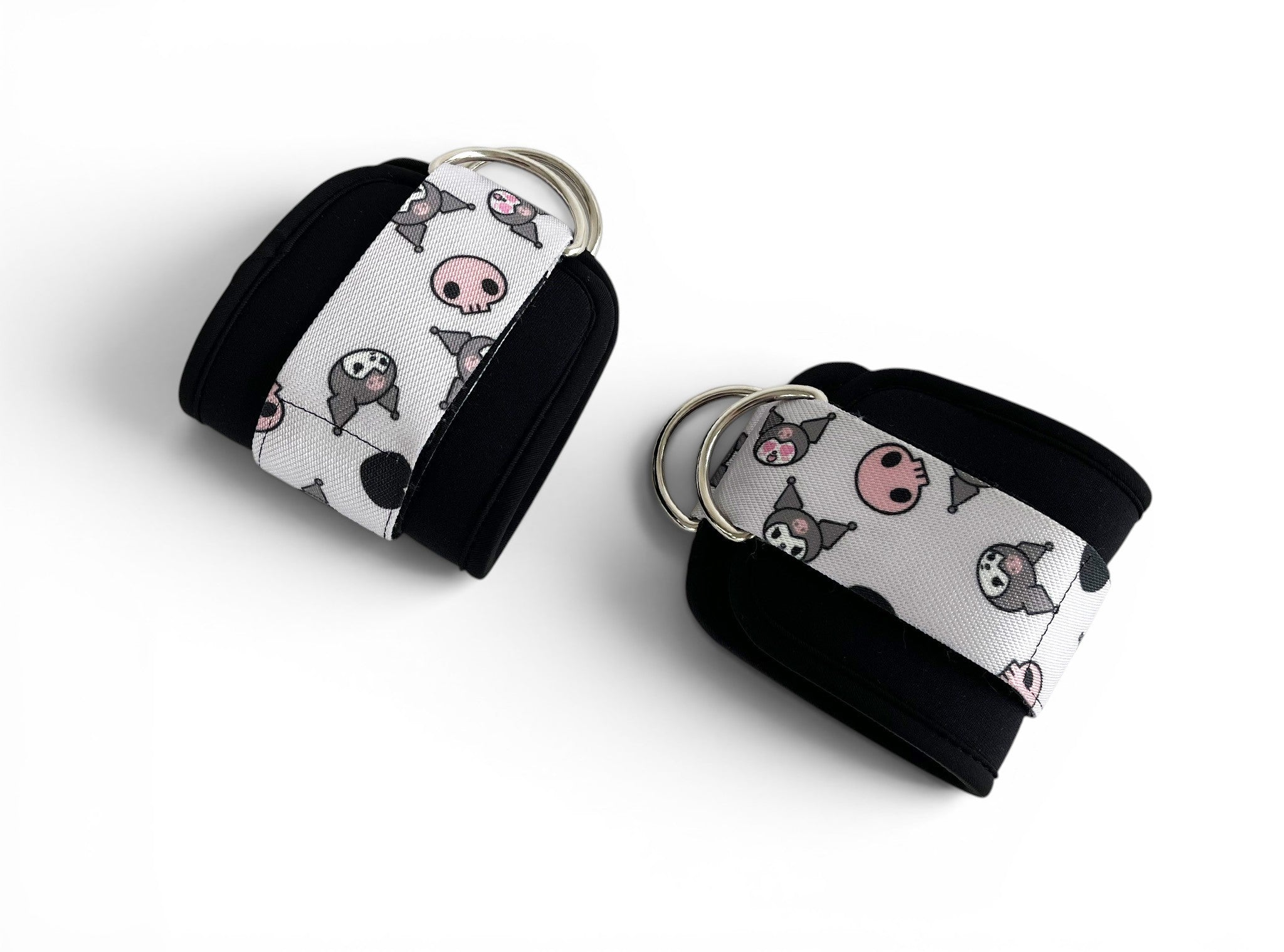 A pair of cable cuffs inspired by Kuromi from Hello Kitty Sanrio