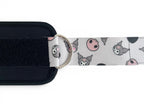 A pair of cable cuffs inspired by Kuromi from Hello Kitty Sanrio. Detail shot