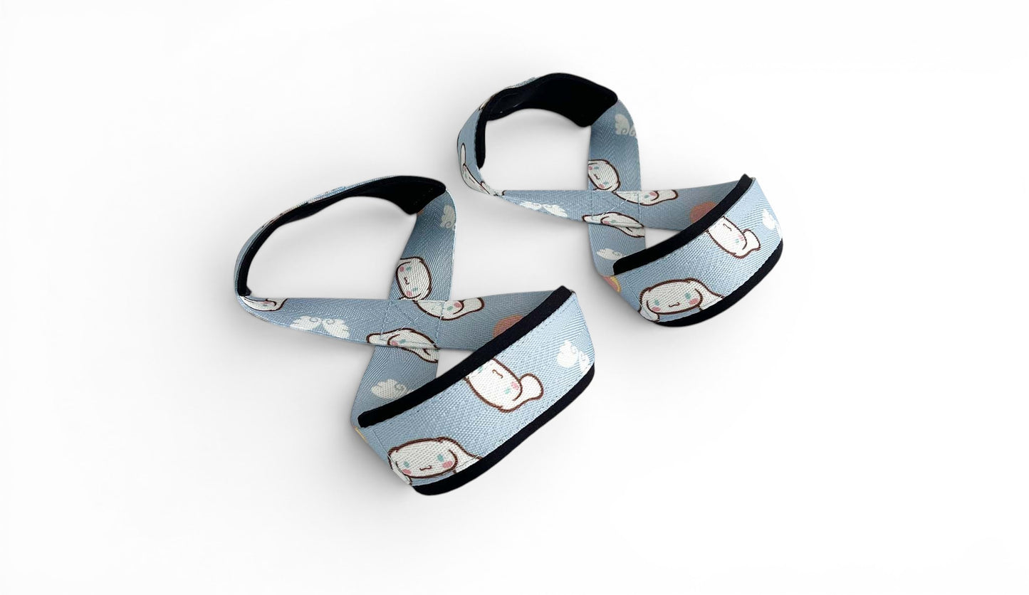 Anime 8 figure lifting straps inspired by Cinnamoroll from Sanrio. Anime lifting gear for the gym