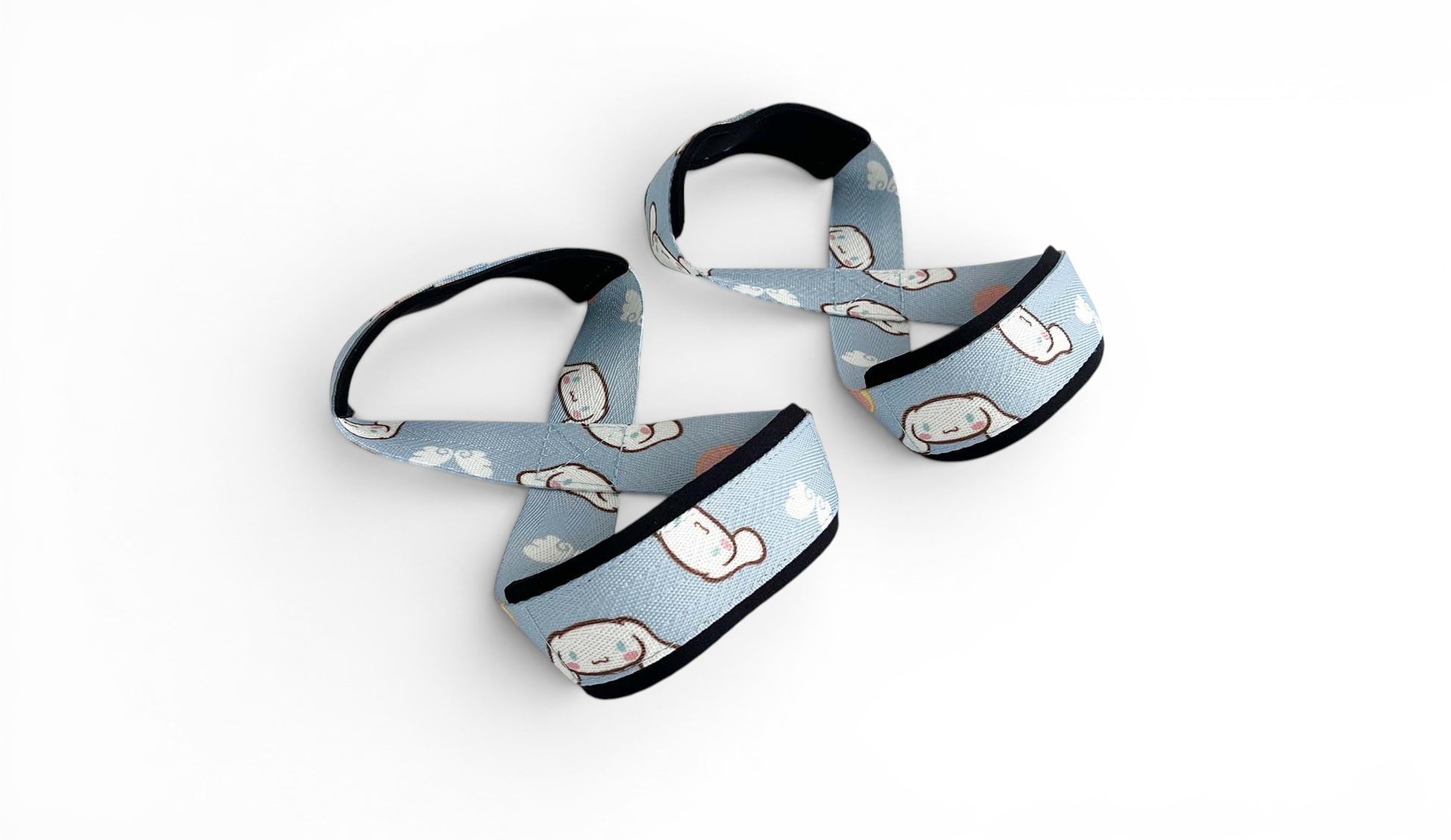 Anime 8 figure lifting straps inspired by Cinnamoroll from Sanrio. Anime lifting gear for the gym