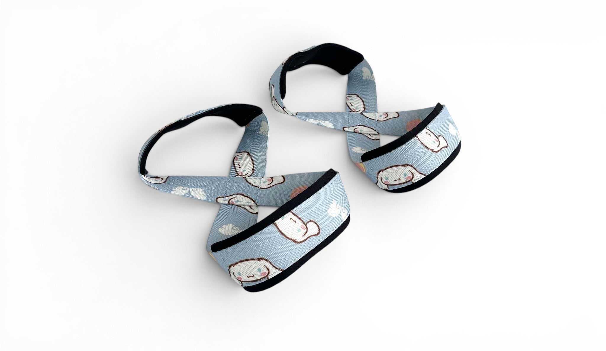 Anime 8 figure lifting straps inspired by Cinnamoroll from Sanrio. Anime lifting gear for the gym