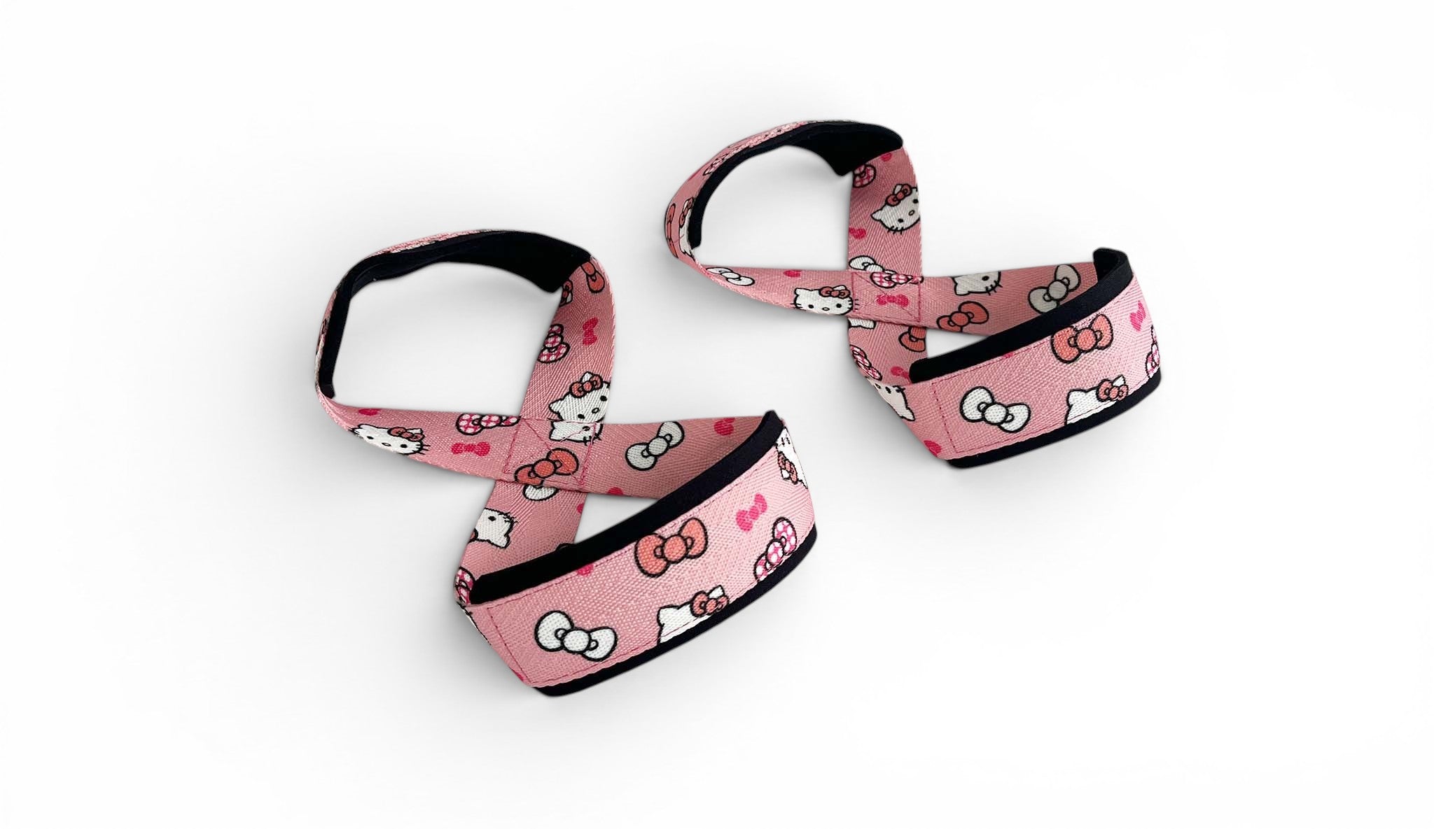 Anime 8 figure lifting straps inspired by Hello Kitty from Sanrio. Anime lifting gear for the gym
