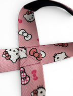 Anime 8 figure lifting straps inspired by Hello Kitty from Sanrio. Anime lifting gear for the gym. Detail shot