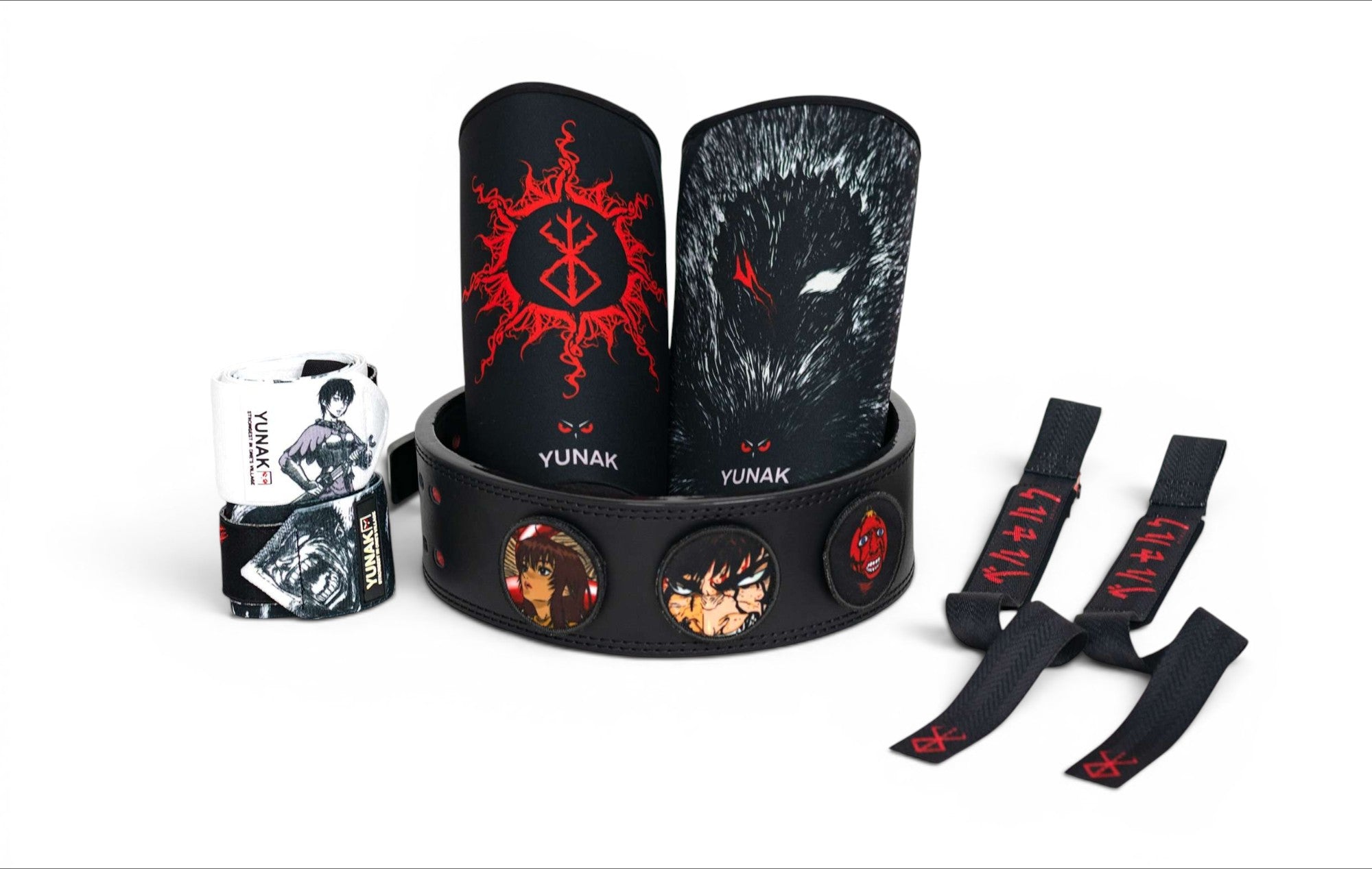 Lifting gear box that includes a pair of Eclipse Knee Sleeves, Eclipse Lifting Belt, Eclipse Wrist Wraps and Eclipse Lifting Straps