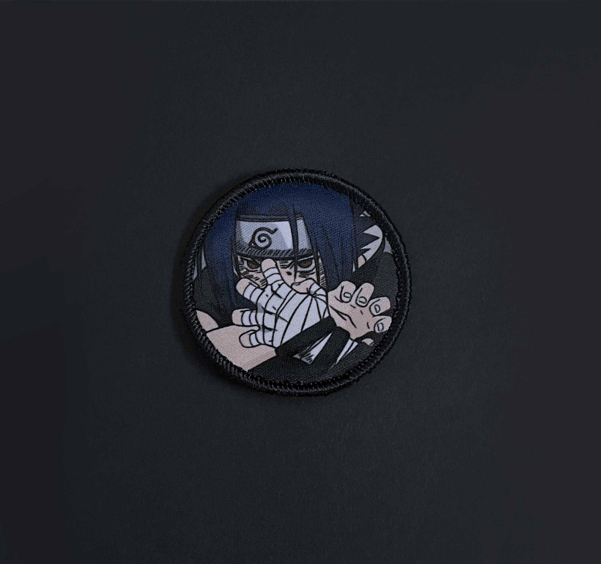 A top down view of the Sasuke embroidery patch