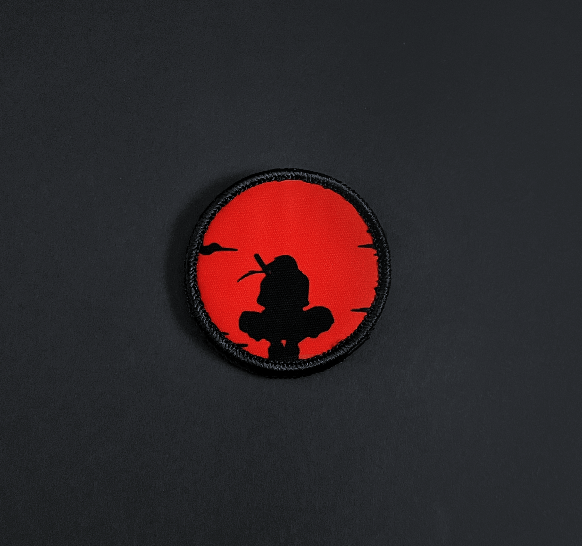 A top down view of the Itachi bright red background patch.