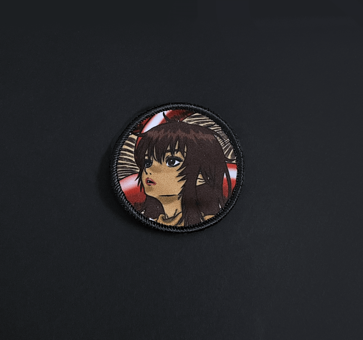 A top down view of the Casca embroidery patch