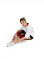 7mm thick knee sleeves inspired by Kenpachi from Bleach. Anime knee sleeves for the gym with Zaraki anime design for weightlifting. Knee sleeves on a female model