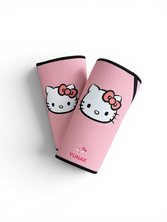 7mm thick knee sleeves inspired by Hello Kitty from Sanrio. Anime knee sleeves for the gym with Hello Kitty anime design for weightlifting