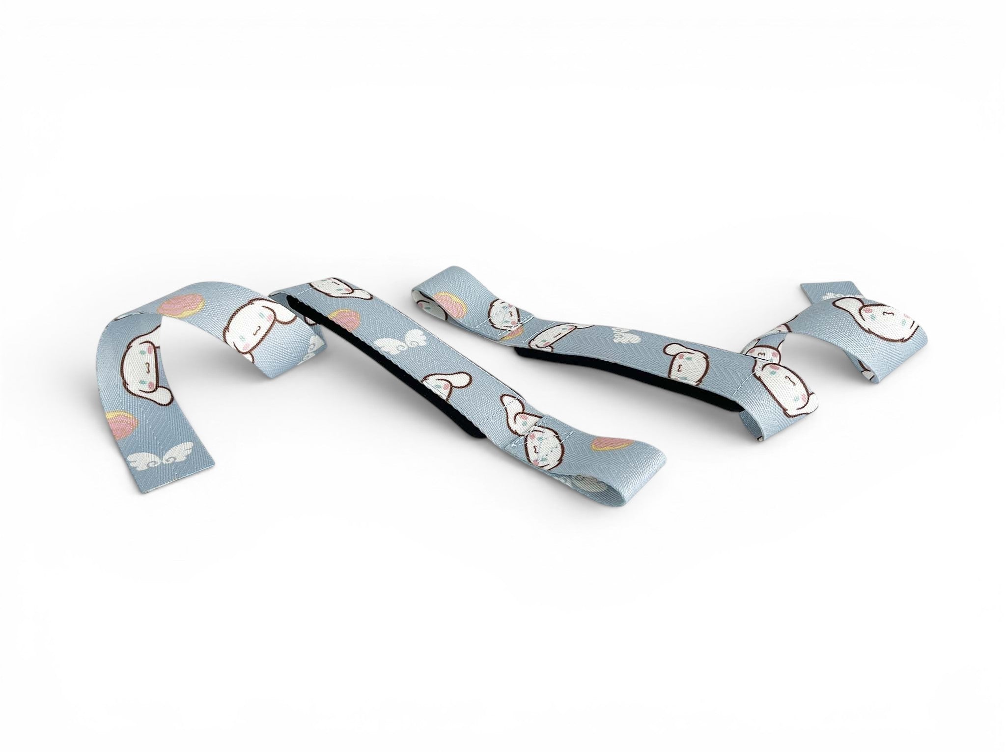 Anime lifting straps inspired by Cinnamoroll from Sanrio. Anime lifting gear for the gym