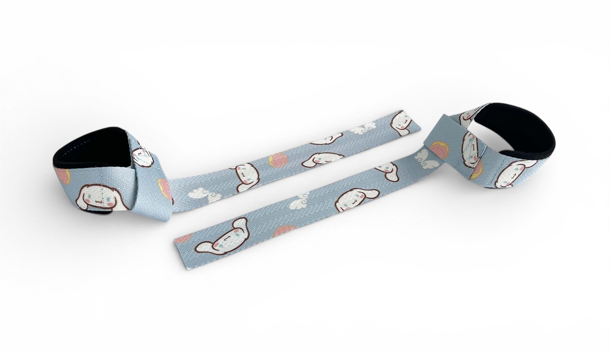 Anime lifting straps inspired by Cinnamoroll from Sanrio. Anime lifting gear for the gym