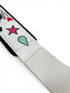 Anime lifting straps inspired by Hisoka from HunterxHunter. Anime lifting gear for the gym. Details shot