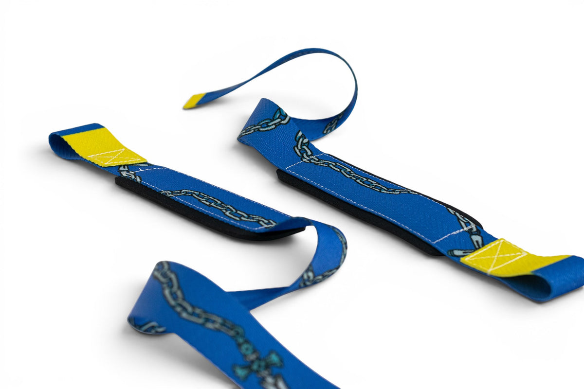 Anime lifting straps inspired by Kurapika from HunterxHunter. Anime lifting gear for the gym