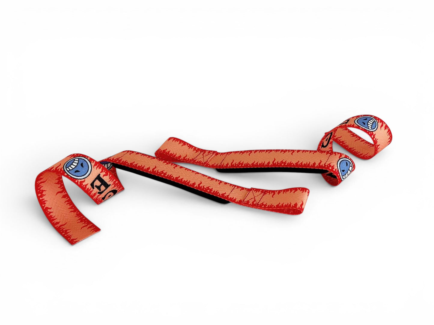 Anime lifting straps inspired by Ace from One Piece. Anime lifting gear for the gym