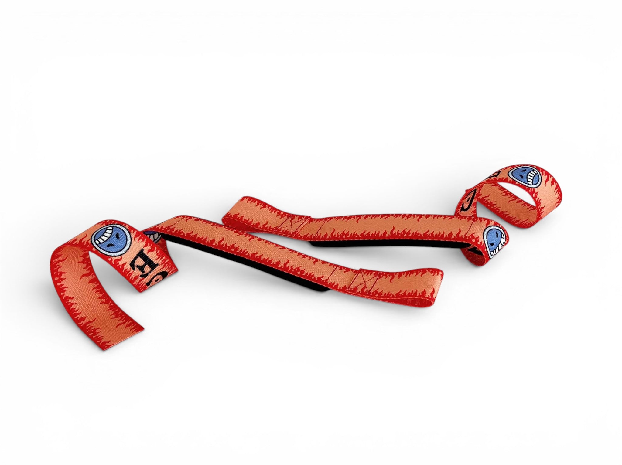 Anime lifting straps inspired by Ace from One Piece. Anime lifting gear for the gym