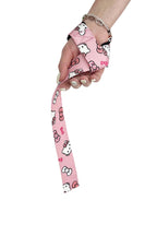 Anime lifting straps inspired by Hello Kitty from Sanrio. Anime lifting gear for the gym