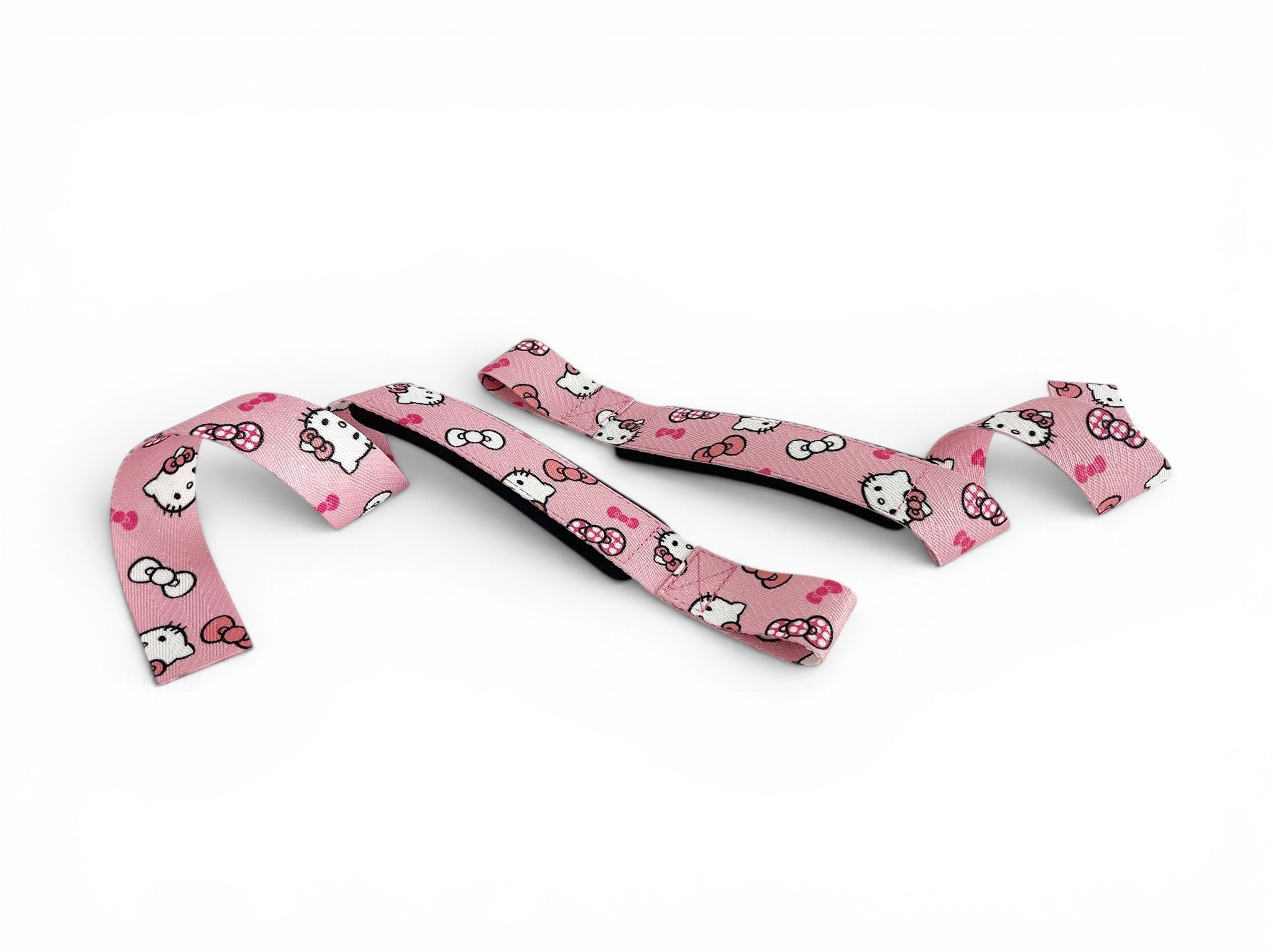 Anime lifting straps inspired by Hello Kitty from Sanrio. Anime lifting gear for the gym