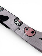 Anime lifting straps inspired by Kuromi from Sanrio. Anime lifting gear for the gym. Details shot