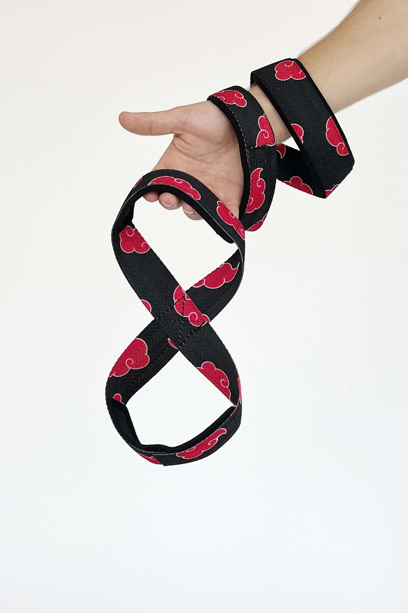 Anime 8 figure lifting straps inspired by Akatsuki from Naruto. Anime lifting gear for the gym