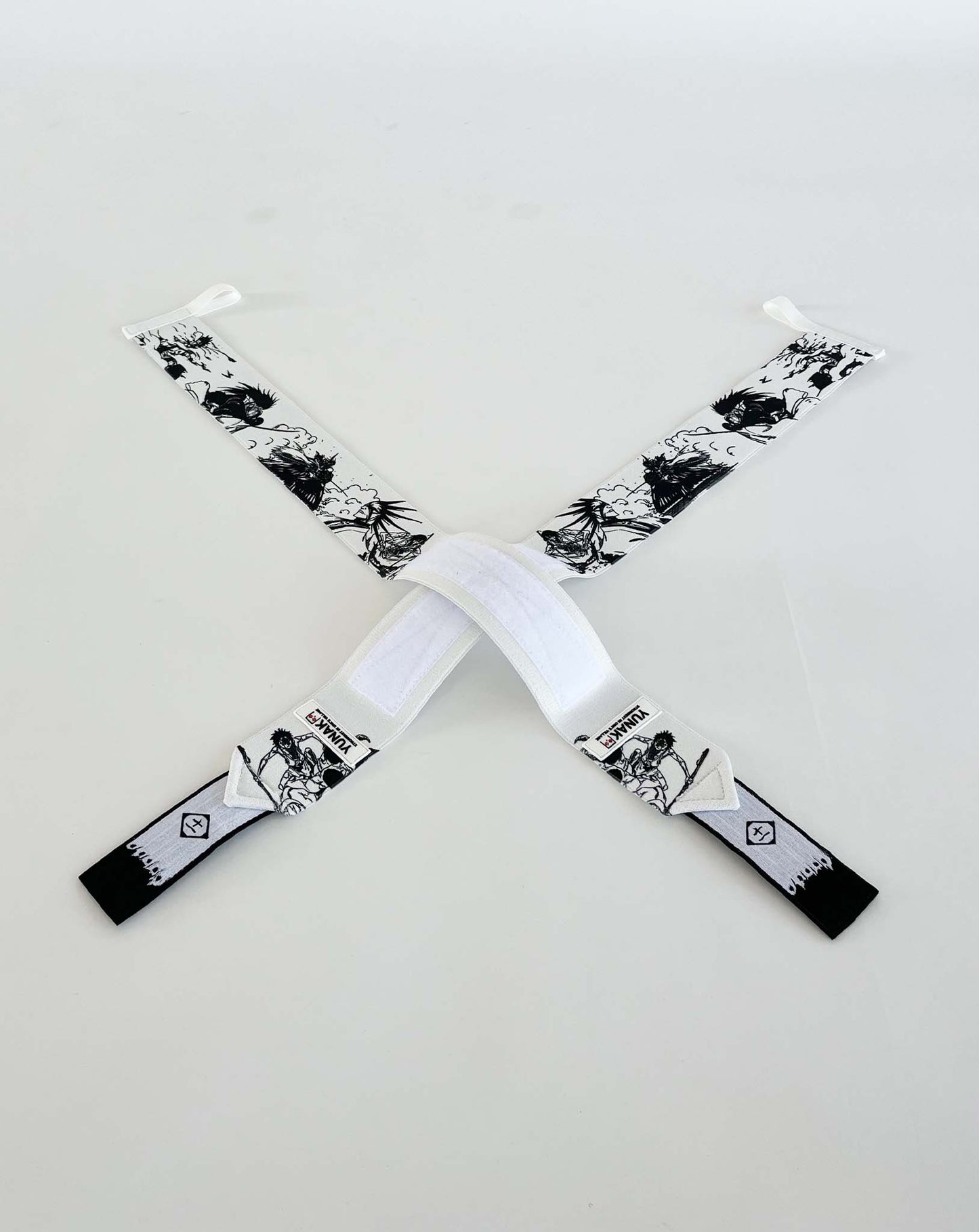 Embroidered anime wrist wraps inspired by Kenpachi Zaraki from Bleach. Anime lifting wraps for the gym