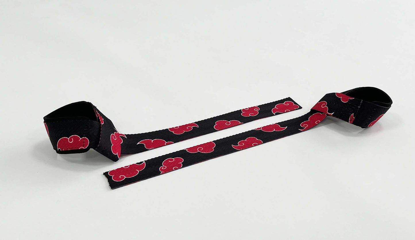 Anime lifting straps inspired by Akatsuki from Naruto. Anime Naruto lifting gear for the gym