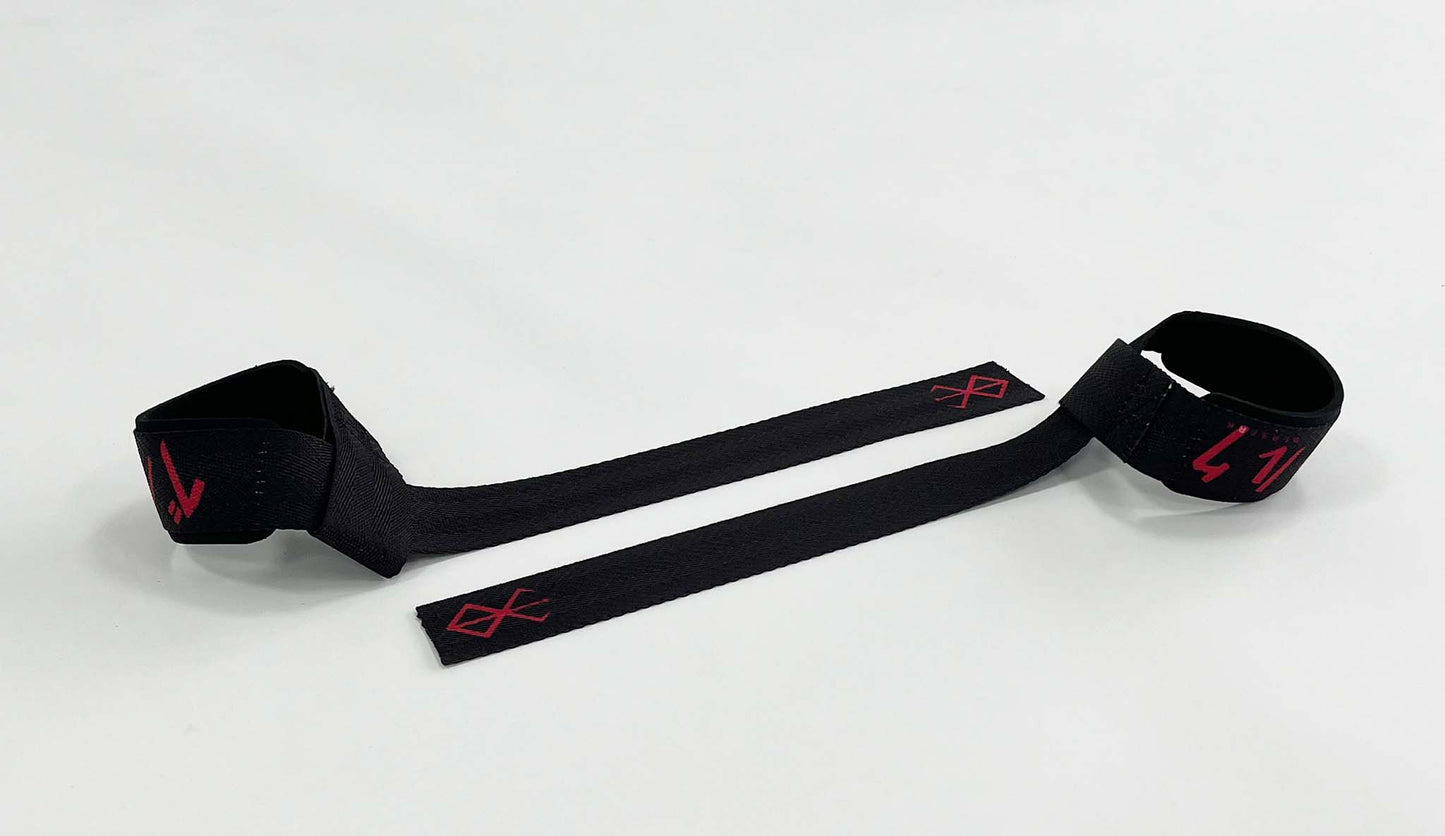 Anime lifting straps inspired by Guts from Berserk. Anime lifting gear for the gym