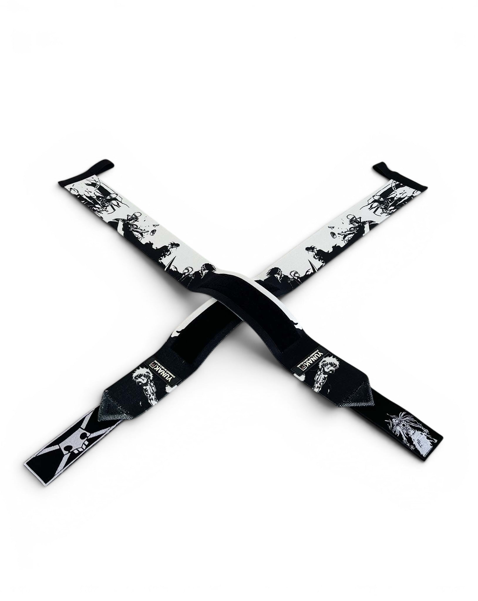 Embroidered anime wrist wraps inspired by Ichigo from Bleach. Anime lifting wraps for the gym