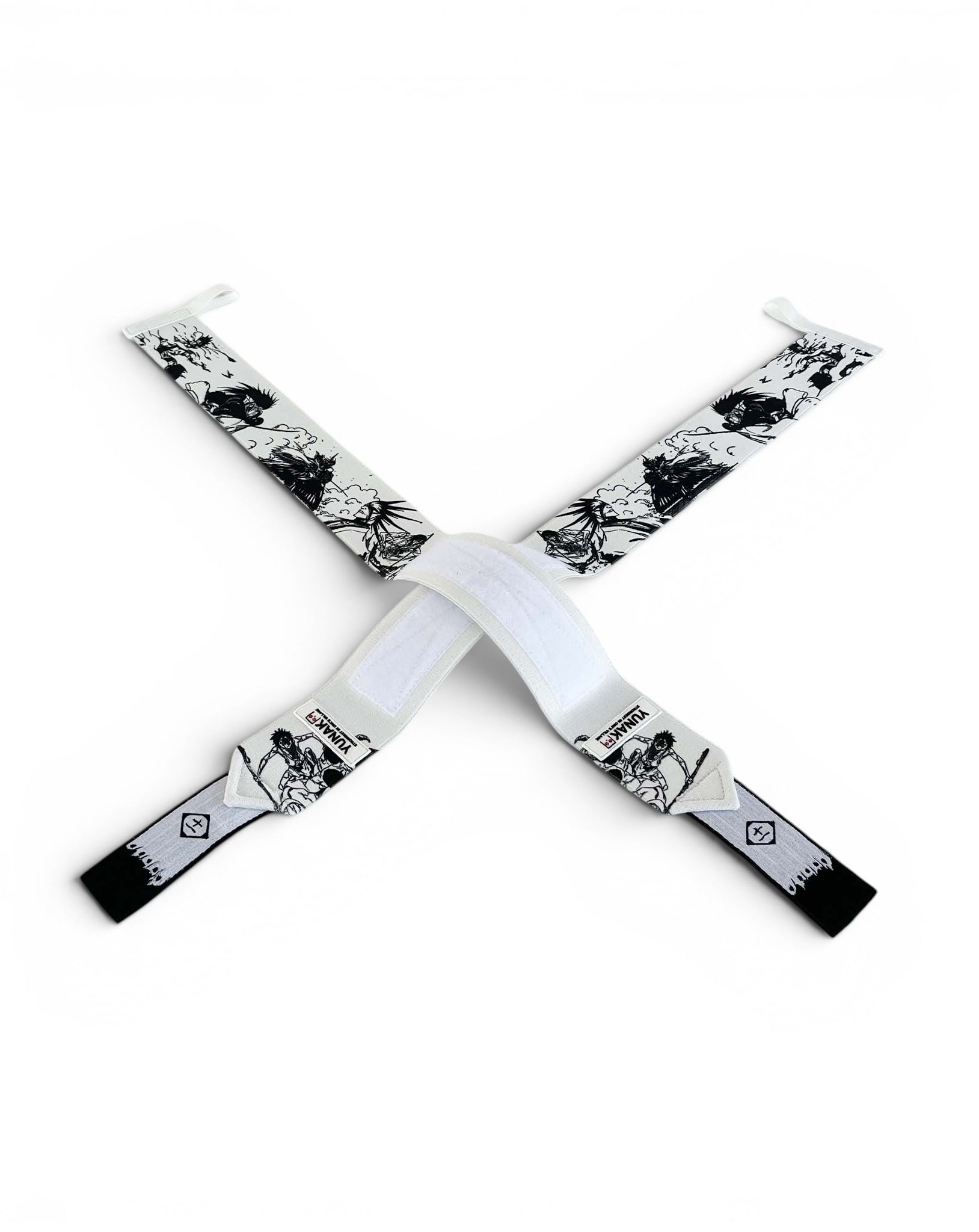 Embroidered anime wrist wraps inspired by Kenpachi Zaraki from Bleach. Anime lifting wraps for the gym