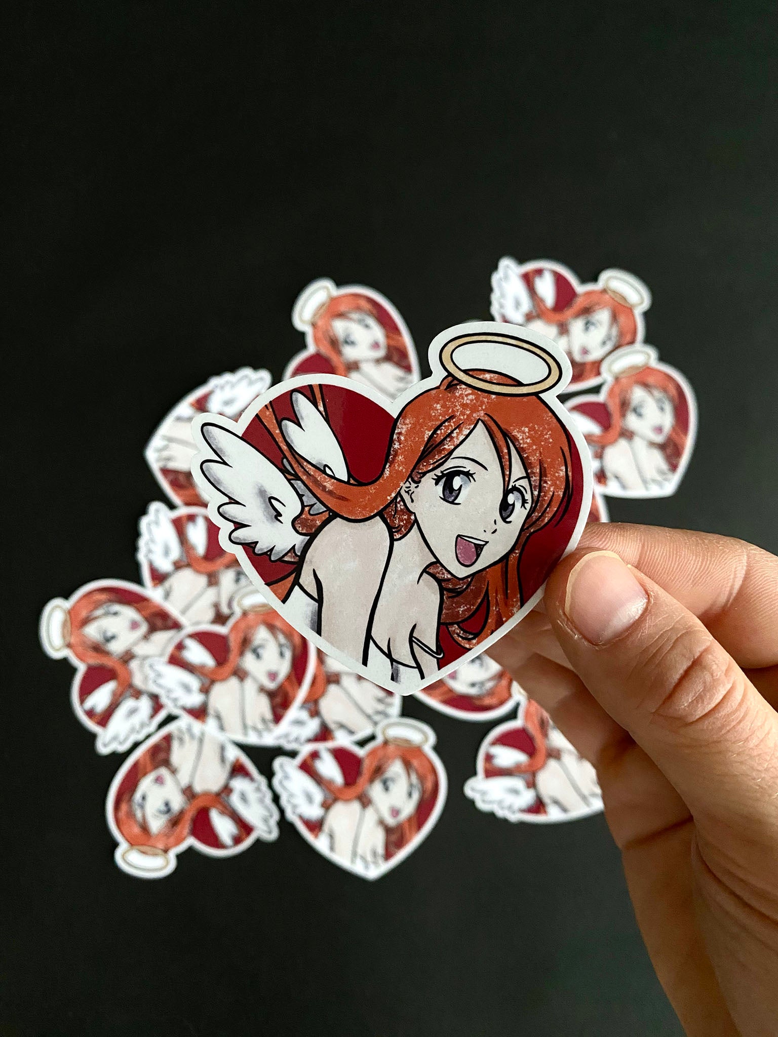 Close up of a sticker inspired by Orihime