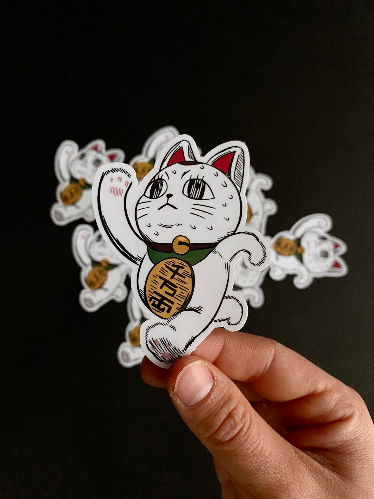 A close up of a sticker inspired by Turbo Granny as a running kitty