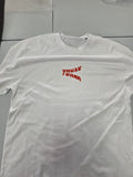 Person wearing a black t-shirt with graphic design of Maki Zenin from Jujutsu Kaisen on the back, standing against a white background