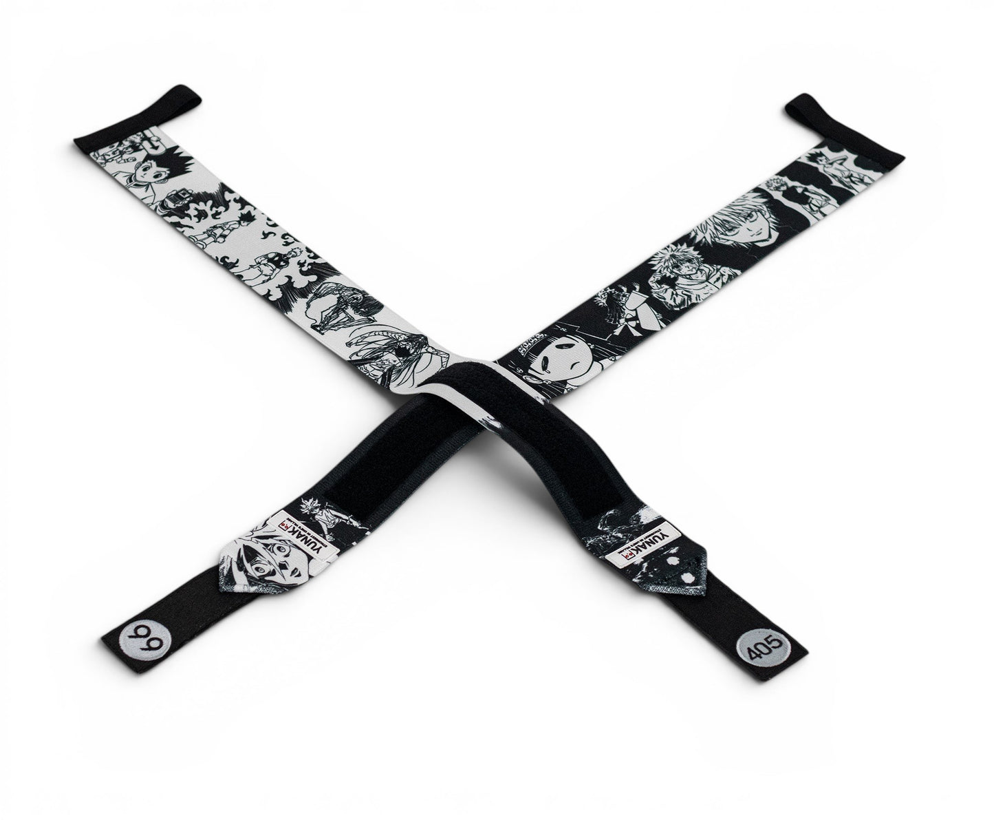 Embroidered anime wrist wraps inspired by Killua and Gon from HunterxHunter. Anime lifting wraps for the gym
