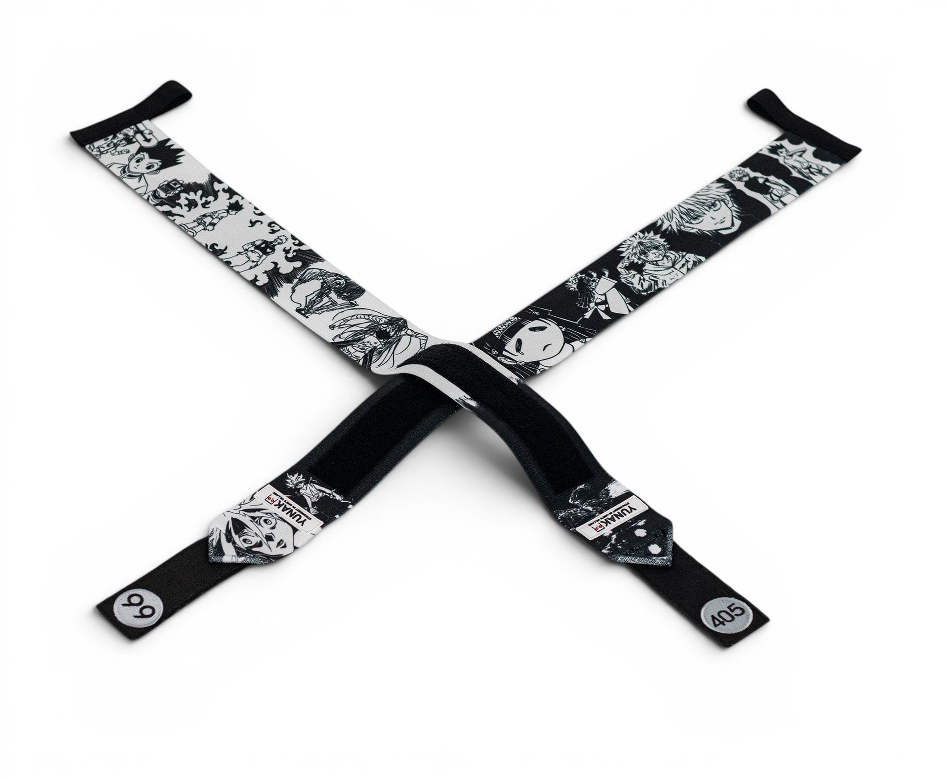 Embroidered anime wrist wraps inspired by Killua and Gon from HunterxHunter. Anime lifting wraps for the gym
