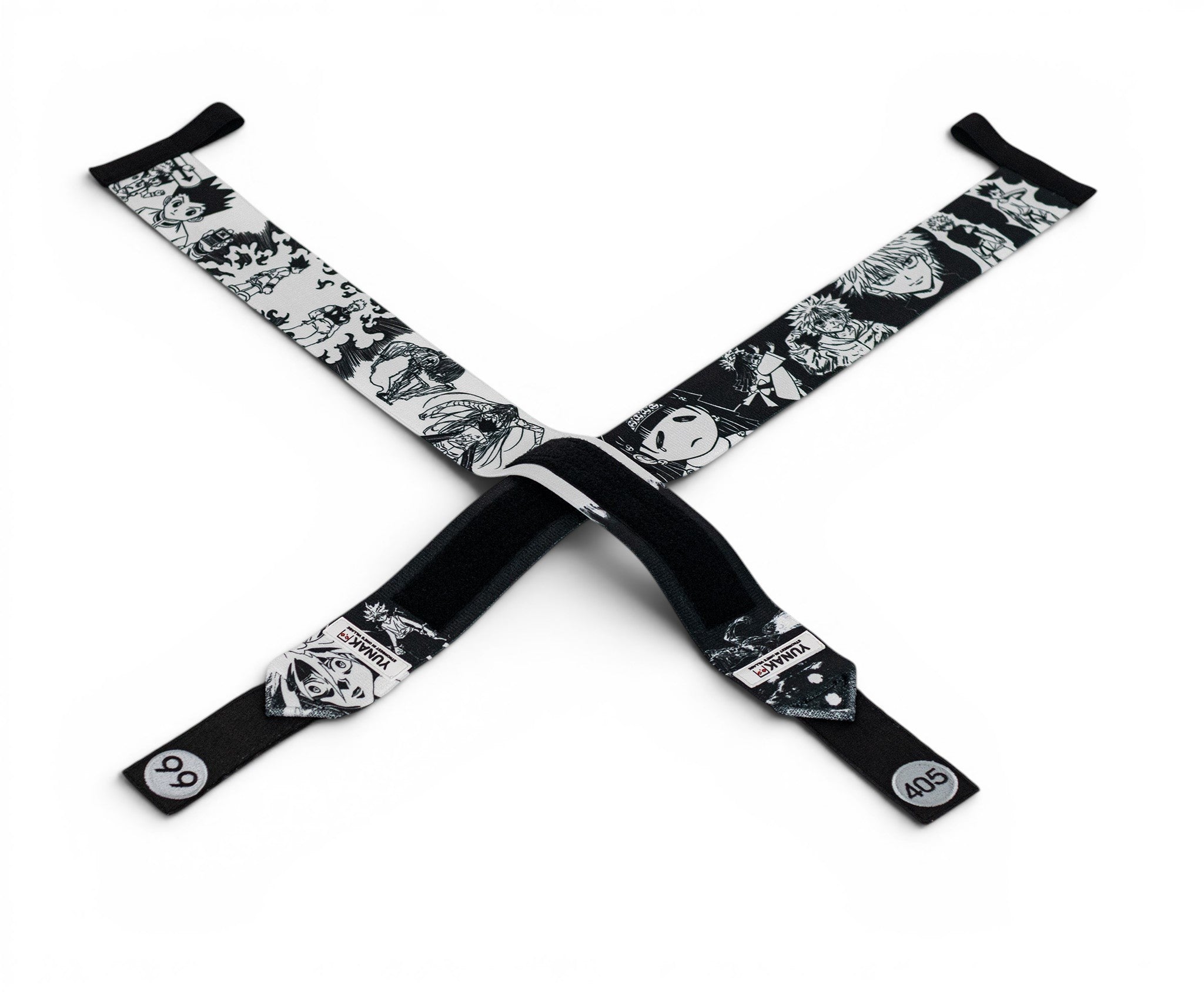 Embroidered anime wrist wraps inspired by Killua and Gon from HunterxHunter. Anime lifting wraps for the gym